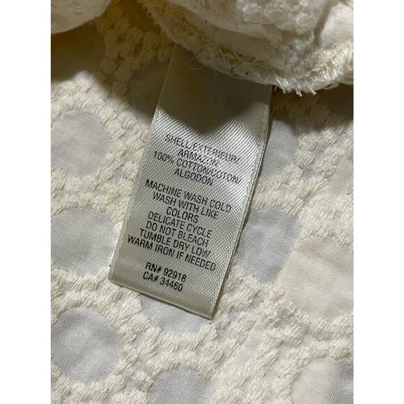 Juicy Couture Women's Size Medium Scoop Neck Crochet 3/4 Sleeve Top 0ff-White - Picture 6 of 8